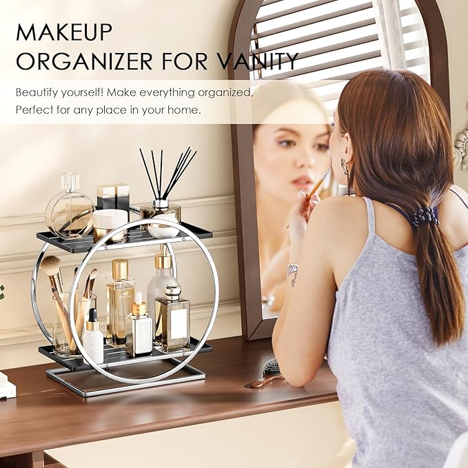 Perfume Organizer for Dresser and 2 Set Magnetic Shelf for Fridge