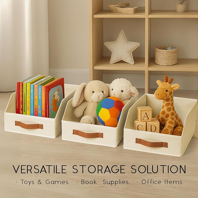 Homsorout Fabric Storage Bins for Organizing - 12 Pack Large Trapezoid Collapsible Storage Bins with Front Handle, Closet Org