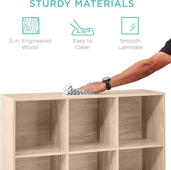 Best Choice Products 9-Cube Storage Organizer, 13.5in Shelf Opening, Bookcase, Display Shelf, Customizable w/ 3 Removable Bac