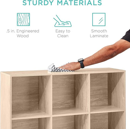 Best Choice Products 9-Cube Storage Organizer, 13.5in Shelf Opening, Bookcase, Display Shelf, Customizable w/ 3 Removable Bac