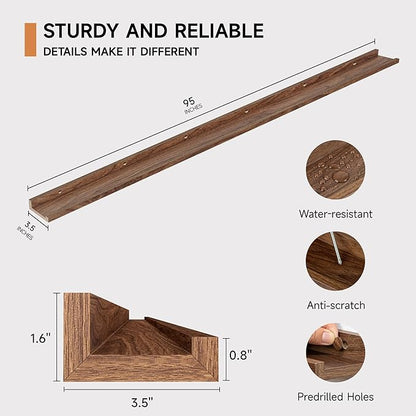 Floating Picture Ledge Shelves for Wall Set of 2, 95 Inches Picture Ledge Shelf with Long Large Nursery Book Shelf for Toys S