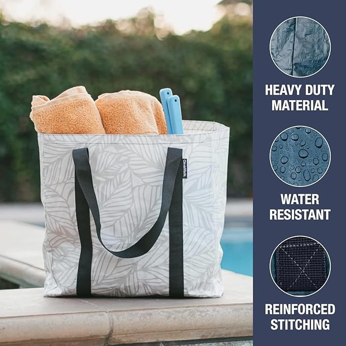 CleverMade Tall Frakta Reusable Grocery Tote - 42L - Pack of 2 - Ocean Blue - Collapsible Storage Shopping Organizer - Heavy 