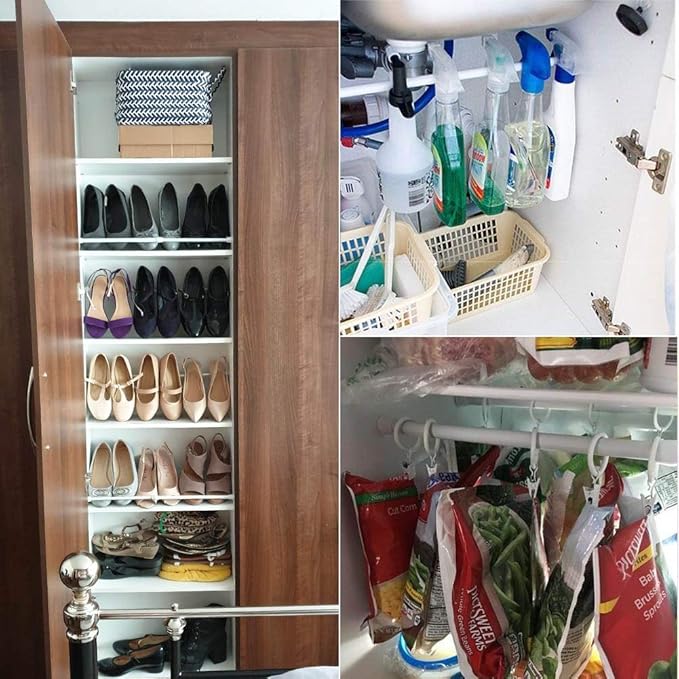 KXLIFE 6 Pack Small Spring Tension Curtain Rod 16-28 Inch, Tension Rods No Drill for Window Cupboard Closet,Black