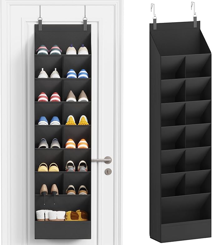 Lifewit 8 Tier Over the Door Shoe Organizer with 15 Large Deep Pockets, Fabric Hanging Shoes Shelf for Closet, Dorm Storage, 