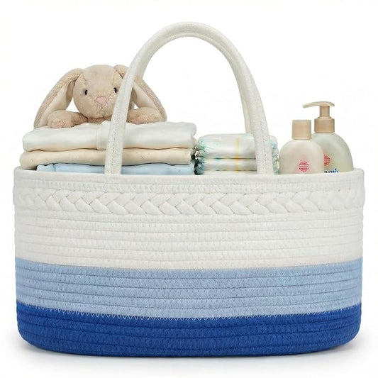 luxury little Diaper Caddy Organizer, Large Cotton Rope Nursery Baby Basket, Changing Table Organizer for Baby Diaper Storage