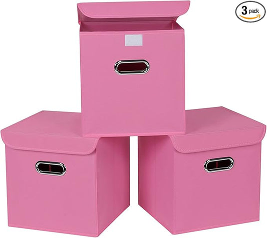 Closet Organizers Fabric Storage Bins With Lids Collapsible Cube Storages Organizer Basket With Handles,Storage Boxes for Clo