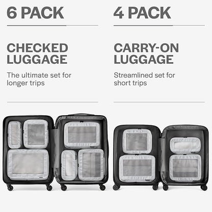 Aerotrunk Compression Packing Cubes for Travel - Luggage Organizer Bags - Double Zipper Packing Cubes for Suitcases (12-Pack, Light Grey)