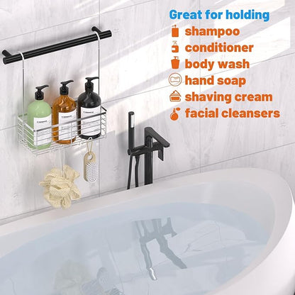 YUOROS Shower Caddy Hanging, Over the Door Shower Organizer Rack 304 Stainless Steel Rustproof Bathroom Storage Shampoo Holde