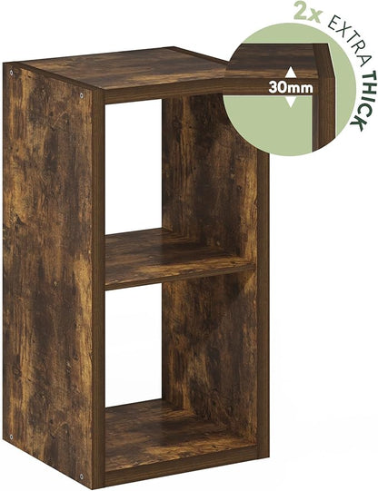 Furinno Cubicle Book Shelf, 2-Cube Bookshelf, Extra Thick Frame Horizontally & Vertically Reversible Bookcase with Open Back,