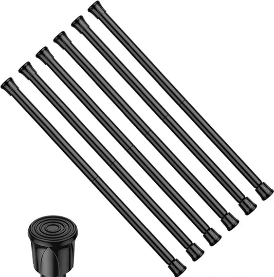 Tension Curtain Rod 28-38 inch Small Tension Rods Black Adjustable Spring Tension Curtain Rods 6PCS Mini Curtain Rod Short fo