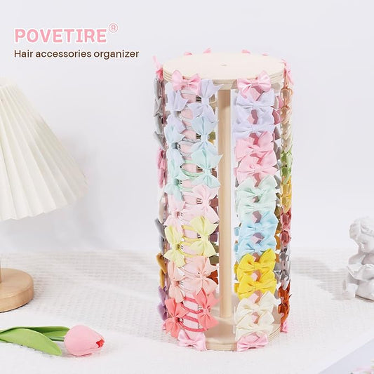 POVETIRE Bow Holder for Girls Hair Bows,Pink Hair Bow Organizer, Hair Clips Stand Hair Accessories Rack Display Decors Baby N