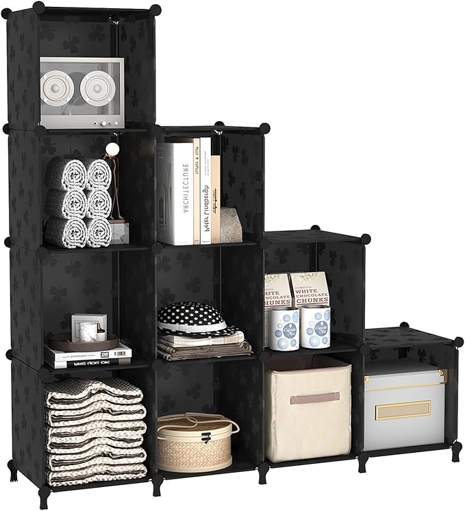 UNKU Cube Storage Organizer, 10 Cube Closet Organizer Storage Shelves, DIY Stackable Bookcase, Clothes Organizer Shelf for Cl
