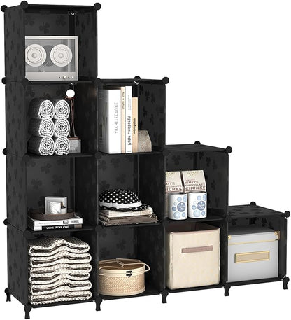 UNKU Cube Storage Organizer, 10 Cube Closet Organizer Storage Shelves, DIY Stackable Bookcase, Clothes Organizer Shelf for Cl