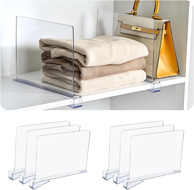 Shelf Dividers，Vertical Purse Organizer for Closet，Thickened and Sturdy Shelf Organizer for Sweater, Shirts, Handbags,8" Tall