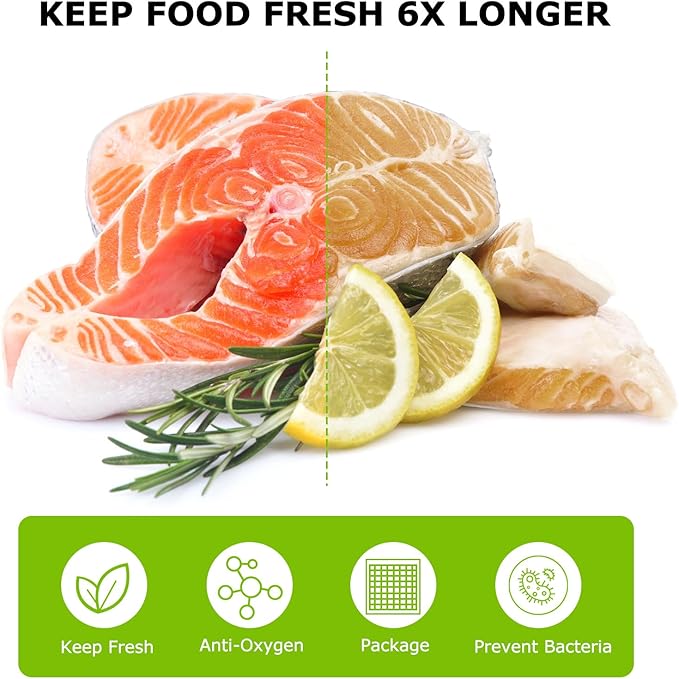 Bonsenkitchen Precut Vacuum Bags 100 Quart 8" x 12", BPA Free, Commercial Grade Textured Food Sealer Bag, Thick Embossed Bags