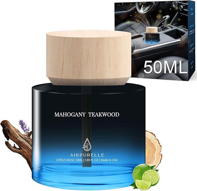 Car Air Freshener 50ML (1.7 FL OZ) Car Air Fresheners Perfume - Mahogany Teakwood Fragrance Oil Air Diffuser for Car, 180+ da
