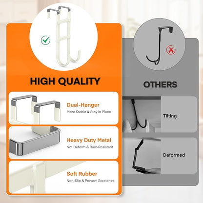 FYY Over The Door Hooks - 2 Pack Heavy Duty Dual-Hook Organizer Hanger with Non-Slip Rubber for Towels, Clothes, Hats & Bags 