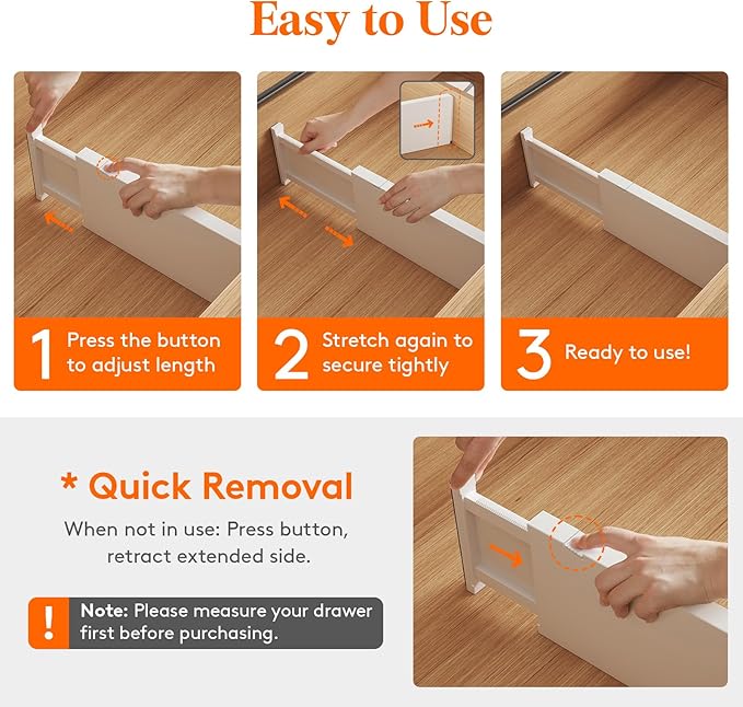 Lifewit 9 Pack 5" High Drawer Dividers 34-56cm/13.5-22" Adjustable Drawer Organizer for Clothes/Utensils, Expandable Drawer S