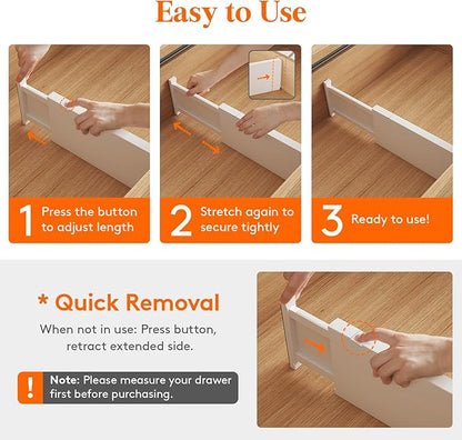 Lifewit 9 Pack 5" High Drawer Dividers 34-56cm/13.5-22" Adjustable Drawer Organizer for Clothes/Utensils, Expandable Drawer S