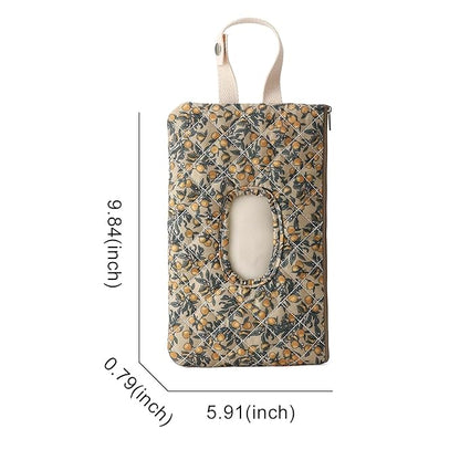 Quilted Baby Wipe Holder Quilted Wipe Pouch Portable Hanging Floral Wet Wipes Bag for Car, Stroller