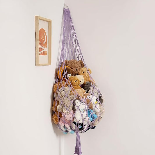 Amdermi Upgrade Stuffed Animal Hammock Corner or Wall Hanging Net for Stuffy Animal Storage Macrame Toy Display Over Door Toy