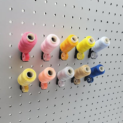 'Just Hanging Pegboards' 1/4" Pegboard Angled Thread-Bobbin Storage Hook, Compatible with 1/4" Pegboards. Sewing Organization