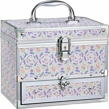 Hododou Girls Jewelry Box Organizer with Drawer & Mirror, Shiny Pink Style Lockable Storage Case for Kid or Little Girls Jewe