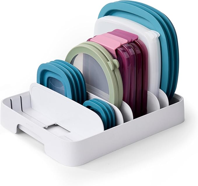 YouCopia StoraLid Adjustable Food Container Lid Organizer for Kitchen Cabinet Storage, Large 24 Lids, Premium Edition