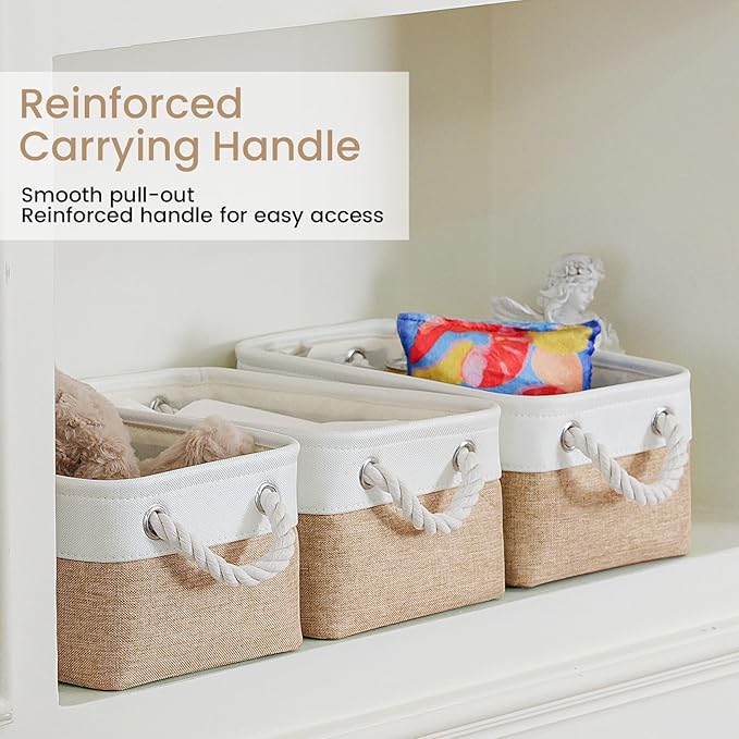 Storage Baskets for Shelves 11.8x7.9x5.2 Inch, Foldable Fabric Storage Bins with Handles, Small Storage Baskets for Organizin