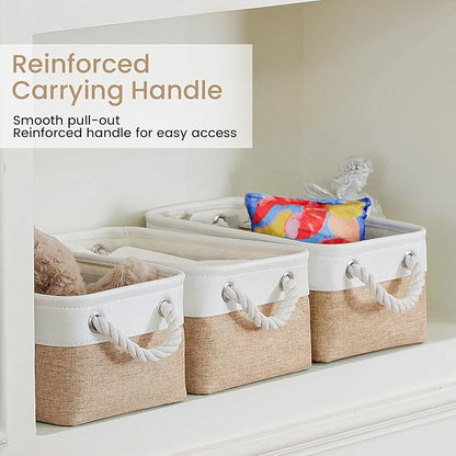 Storage Baskets for Shelves 11.8x7.9x5.2 Inch, Foldable Fabric Storage Bins with Handles, Small Storage Baskets for Organizin