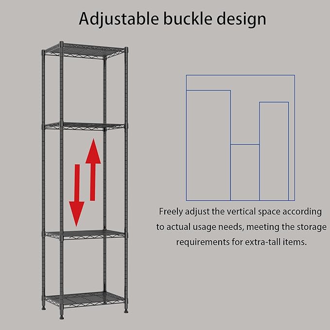 REGILLER 6 Wire Shelving Steel Storage Rack Adjustable Unit Shelves for Laundry Bathroom Kitchen Pantry Closet (16.7L x 11.9W