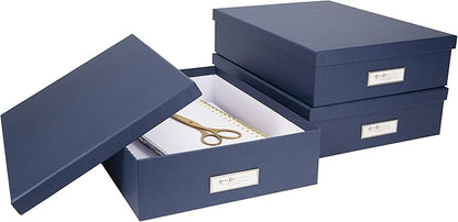 Bigso Oskar Fiberboard Label Frame Document Letter Box - File Organizer Box for Important Paperwork - Document Storage with a