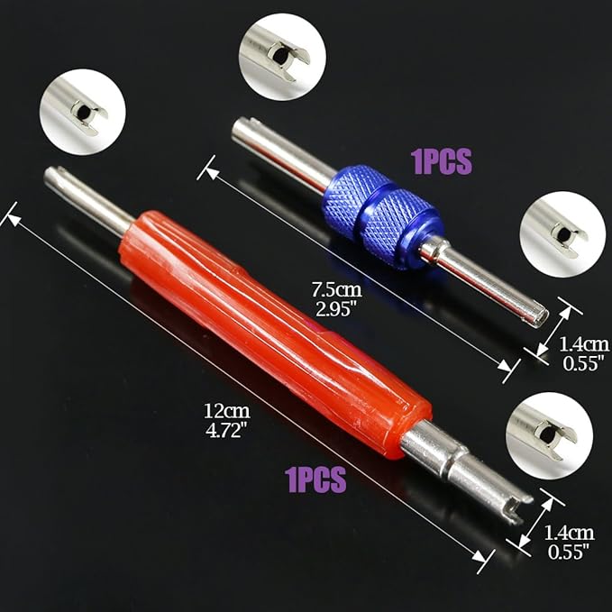 Swpeet 41Pcs R12 / R134a AC Master Valve Core Repair Kit, Including Assortment R12 R134a Valve Core Refrigeration Tire Stem w