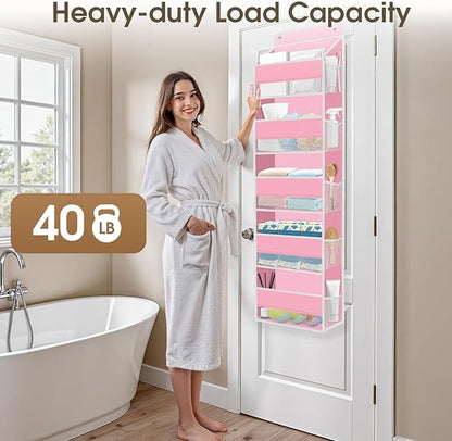 SpaceHacks 5-Tier Over The Door Organizer Hanging Storage Organizers with Clear Window 40lb Large Capacity Room Organizer for