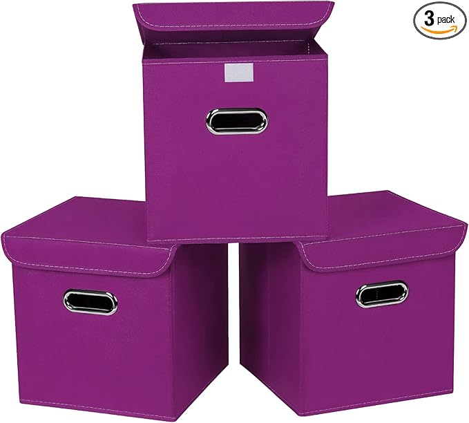 Closet Organizers Fabric Storage Bins With Lids Collapsible Cube Storages Organizer Basket With Handles,Storage Boxes for Clo