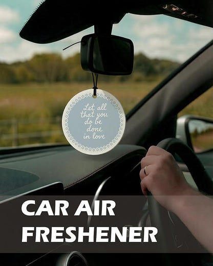 Blue Christian Round Citrus Car Air Freshener 4 Pcs, Blue Coquette Bow Tulip Floral Hanging Air Freshener for Cars Bathroom D