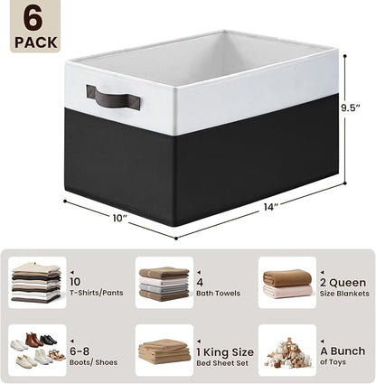 Criusia 6 Pack Closet Organizers and Storage Bins, Cute Dorm Room Essentials for Clothes Beddings Bags, Under Bed Storage Con