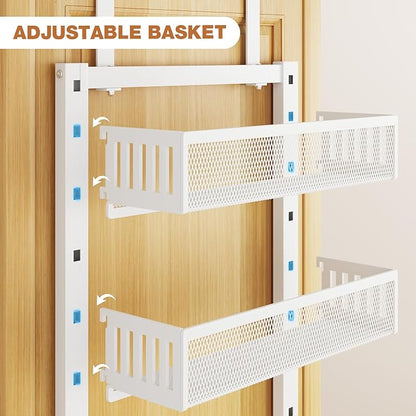 Pantry Door Organizers and Storage, 8-Tier Large Metal Heavy-Duty Frame Over the Door Spice Rack, 2 in 1 Wall-Mounted or Hang