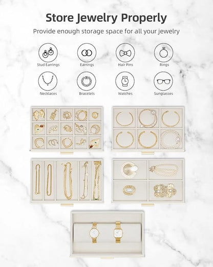 Vlando 6 Layer Large Jewelry Box - Jewelry Holder Organizer, Jewelry Box Organizer for Drawer Necklace Ring Bracelet and Watc