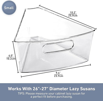 Leeden Lazy Susan Organizer for 26" Diameter Corner Lazy Susan, Plastic Kitchen Cabinet Storage Bins with Handle, 8 Packs, 1/