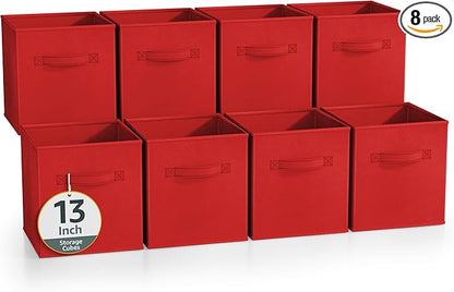 Sorbus 13 Inch Storage Bins - Sturdy Collapsible Fabric Storage Cubes with Handle - 8 Foldable Baskets for Organizing Clothes