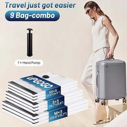 UPGOGO Travel Vacuum Bags for Luggage with Hand Pump,Vacuum Seal Bags for Clothing,Packing Cubes Compression,Cruise Ship and 
