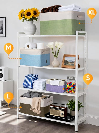 BALEINE 4 Pack Fabric Closet Storage Bins for Shelves, Linen Closet Organizers and Storage, Decorative Baskets for Organizing