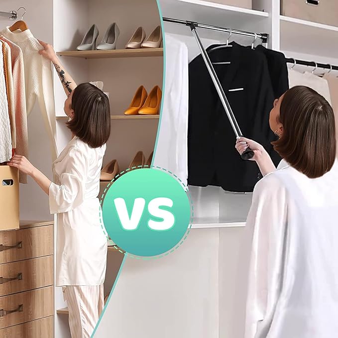 Pull Out Pants Hangers Trousers Rack Down Wardrobe Clothes Rail Extendable Closet Rod Adjustable Width Heavy Duty