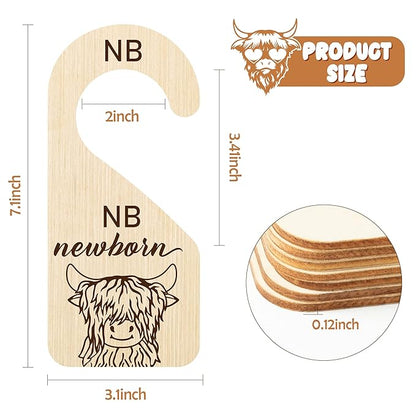 R HORSE 8Pcs Highland Cow Baby Closet Dividers, Double Sided Baby Closet Organizers Nursery Hanger Dividers Wood Size Divider