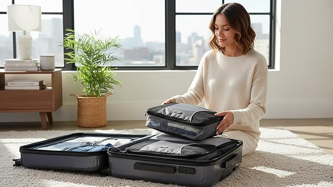 GOX Ultra Light 5 piece Packing Cubes Travel Luggage Organizer 1 Large 2 Medium 2 Small