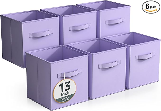 Sorbus Fabric Storage Cubes - 6 Foldable Storage Bins for Organizing Pantry, Cubbies, Toy Box - Clothes Storage & Closet Orga