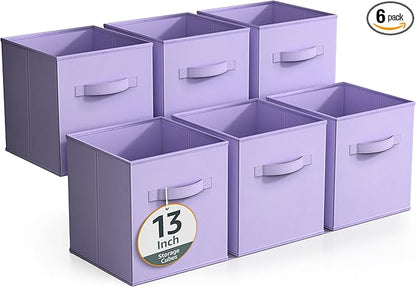 Sorbus Fabric Storage Cubes - 6 Foldable Storage Bins for Organizing Pantry, Cubbies, Toy Box - Clothes Storage & Closet Orga