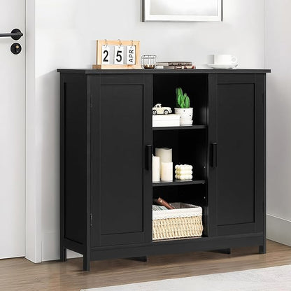 Iwell Storage Cabinet with 2 Doors and 4 Storage Shelves, Bathroom Cabinet, Cupboard for Living Room, Home Office, Entryway, 