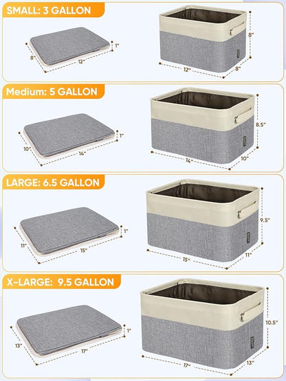 BALEINE 4 Pack Fabric Closet Storage Bins for Shelves, Linen Closet Organizers and Storage, Decorative Baskets for Organizing